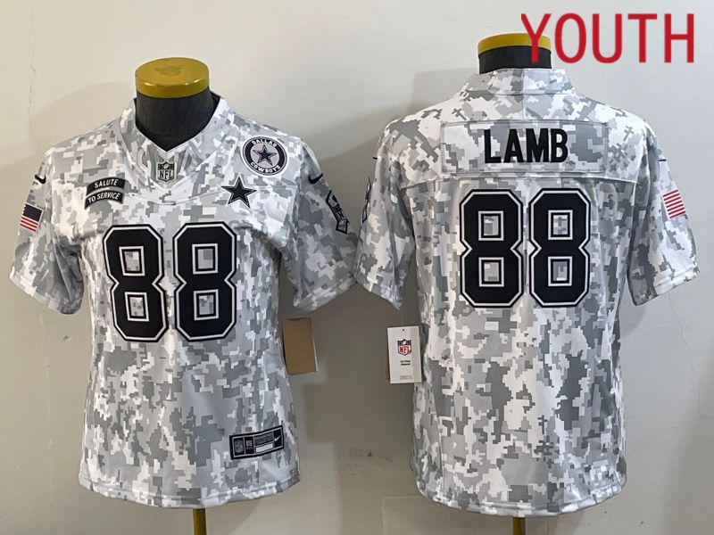 Youth Dallas Cowboys #88 Lamb Nike Arctic Camo 2024 Salute to Service Limited NFL Jersey style 1->youth nfl jersey->Youth Jersey